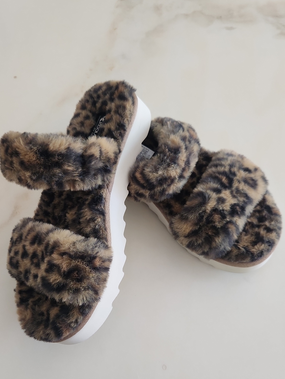 Koolaburra Leopard Print Faux Fur Slide Sandals - Brown/Black